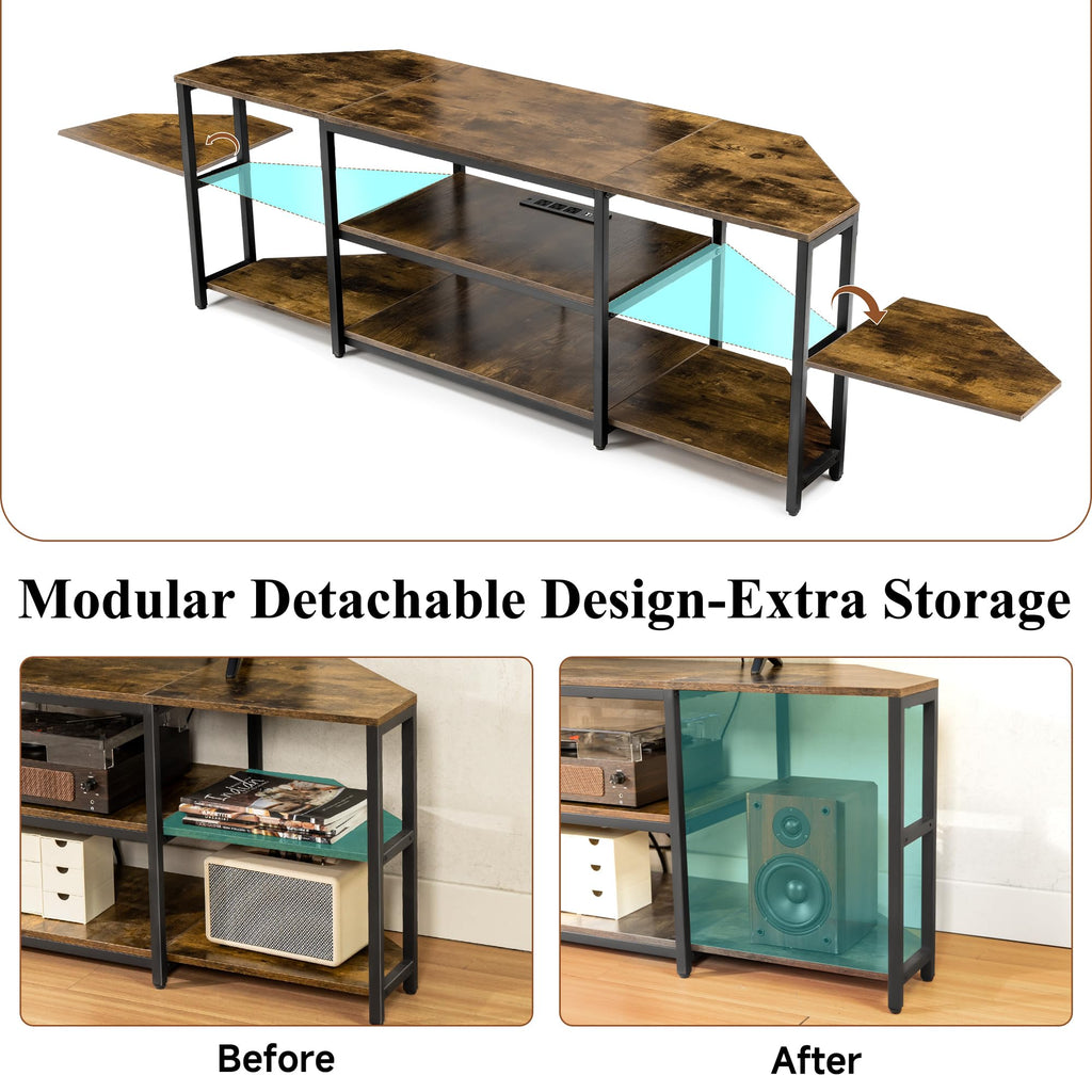 Corner TV Stand with Power Outlet O8498