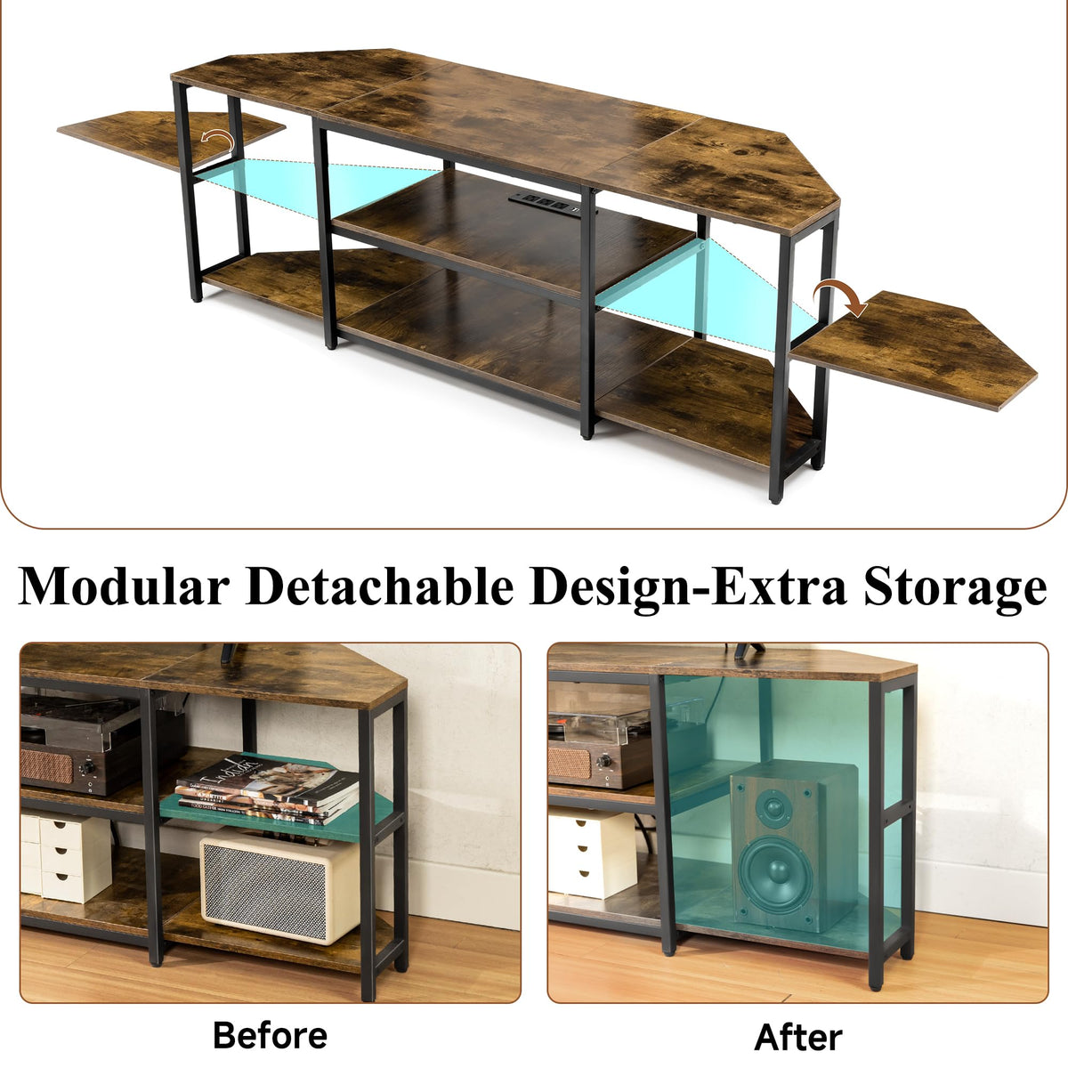 Corner TV Stand with Power Outlet O8498