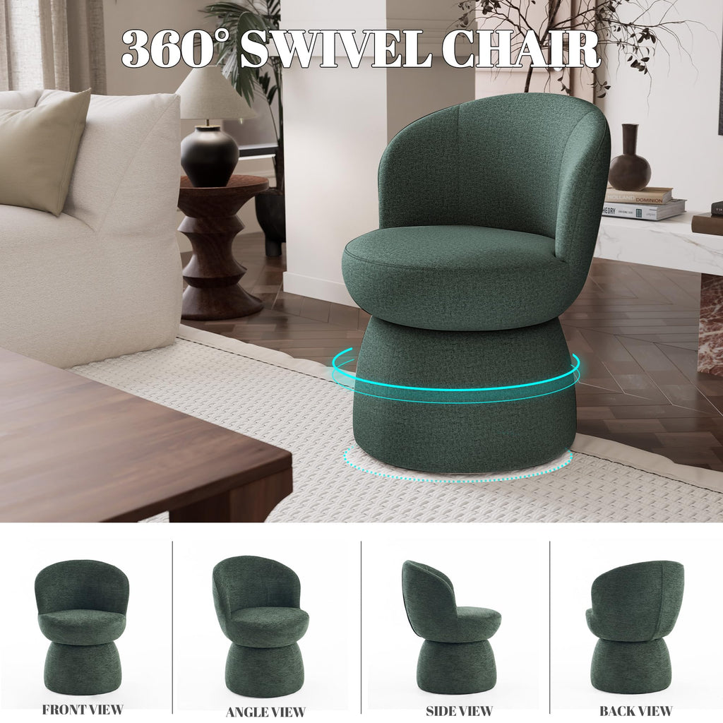 Green Boucle Fabric Swivel Accent Chair Set of 2 P4966