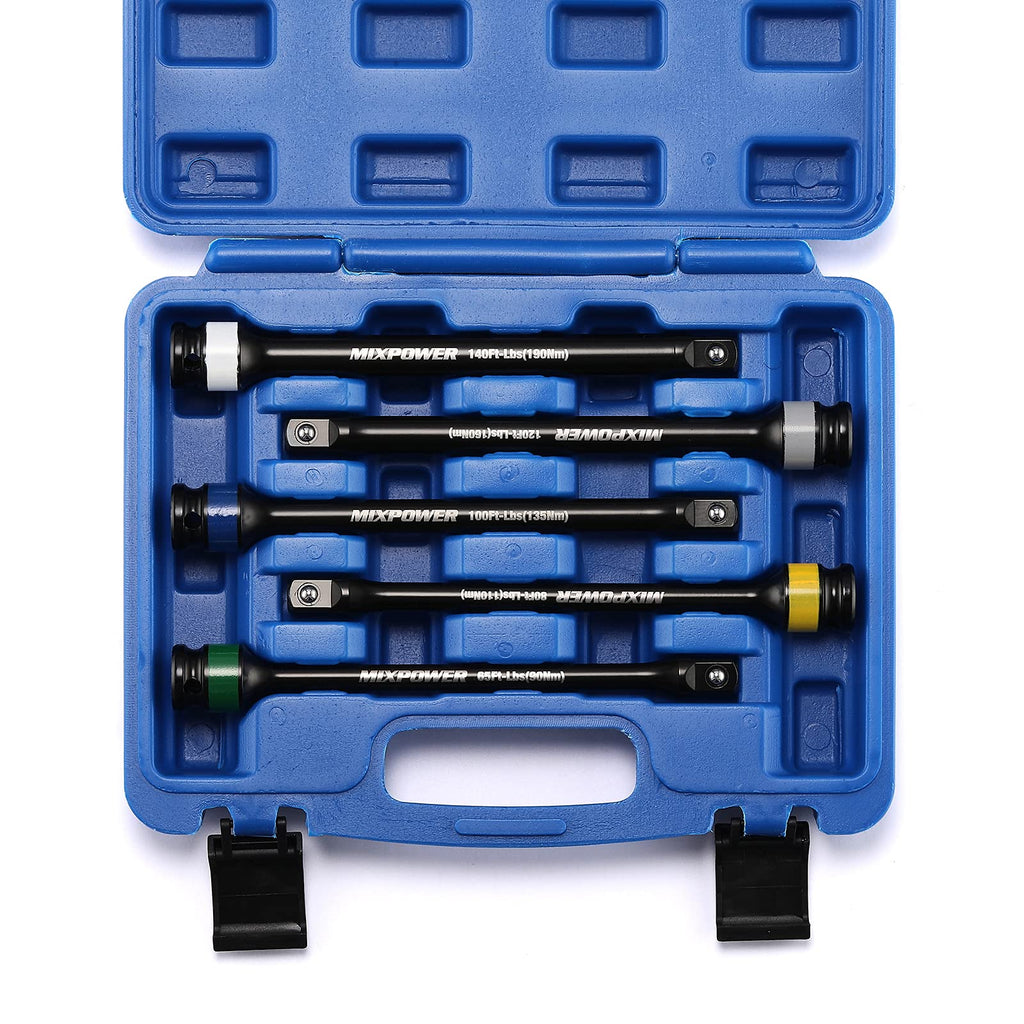 5 Piece 1/2" Drive Torque Limiting Socket Extension Bars Q43275