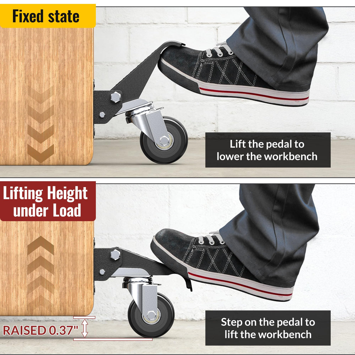 Heavy Duty Retractable Casters 700 lbs 4 Casters L45473