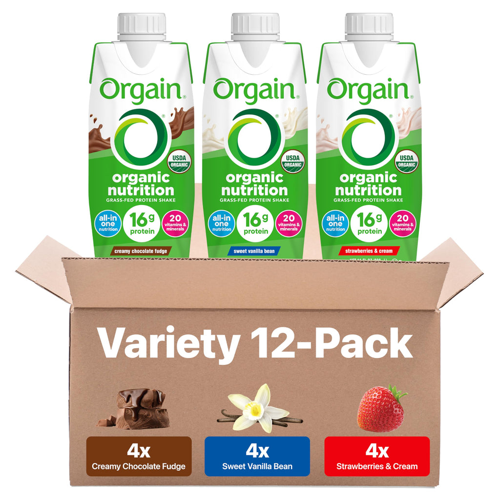 Organic Protein Shake, 16g Grass Fed Whey, 11 Fl Oz (12 Pack) M950165