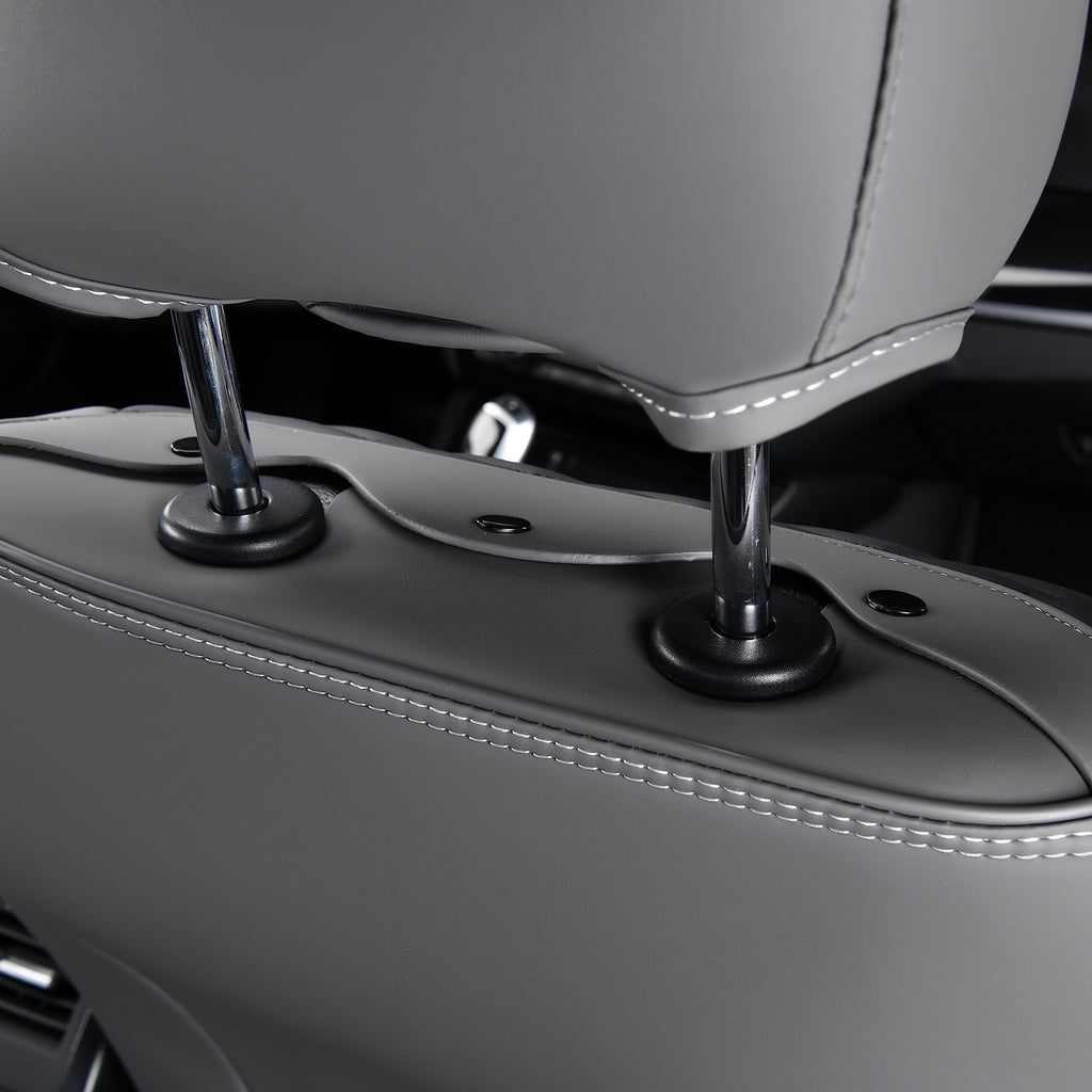 Leather Seat Covers Full Set 5 Seats Gray Black D212