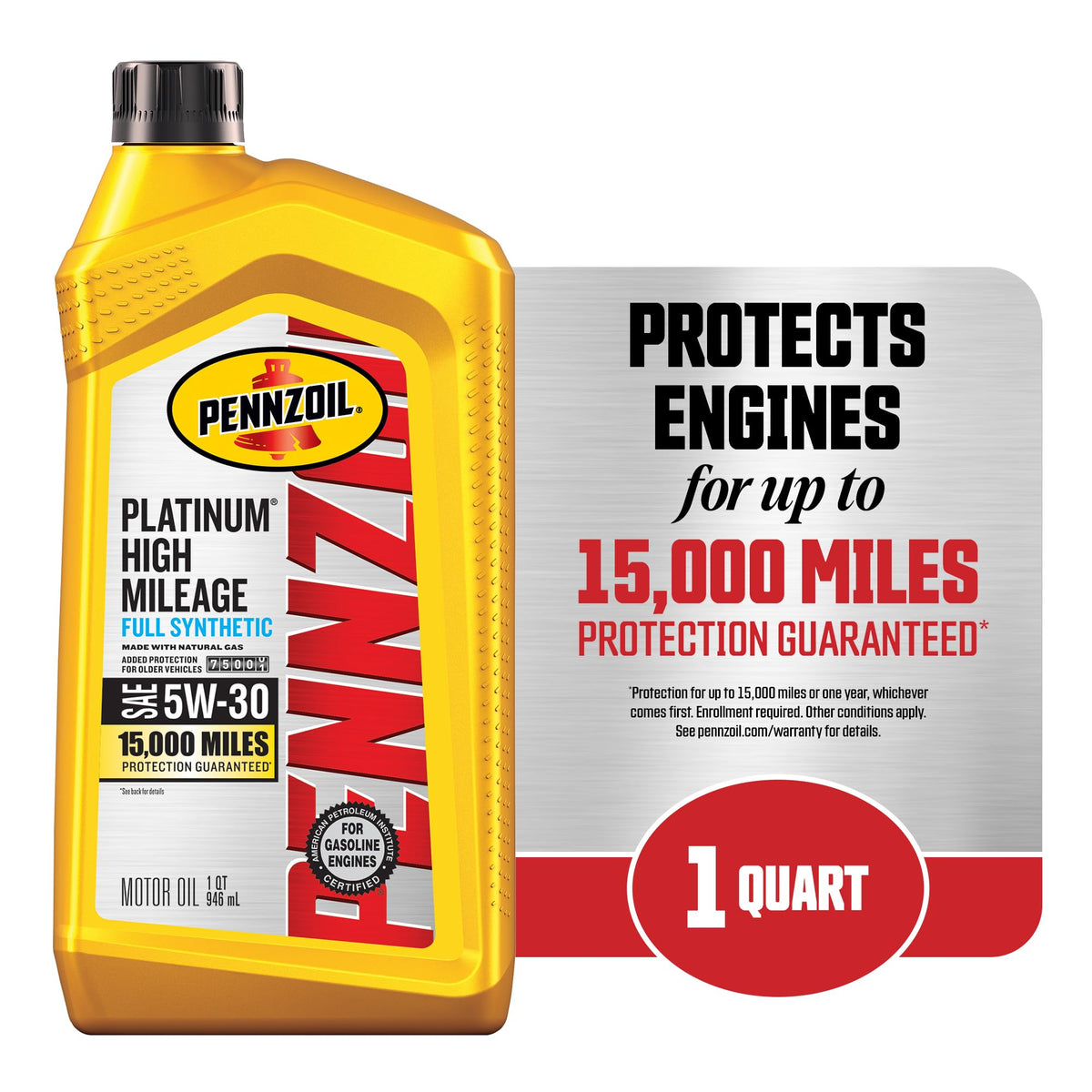 Full Synthetic 5W-30 High Mileage Motor Oil 1-Quart C1179