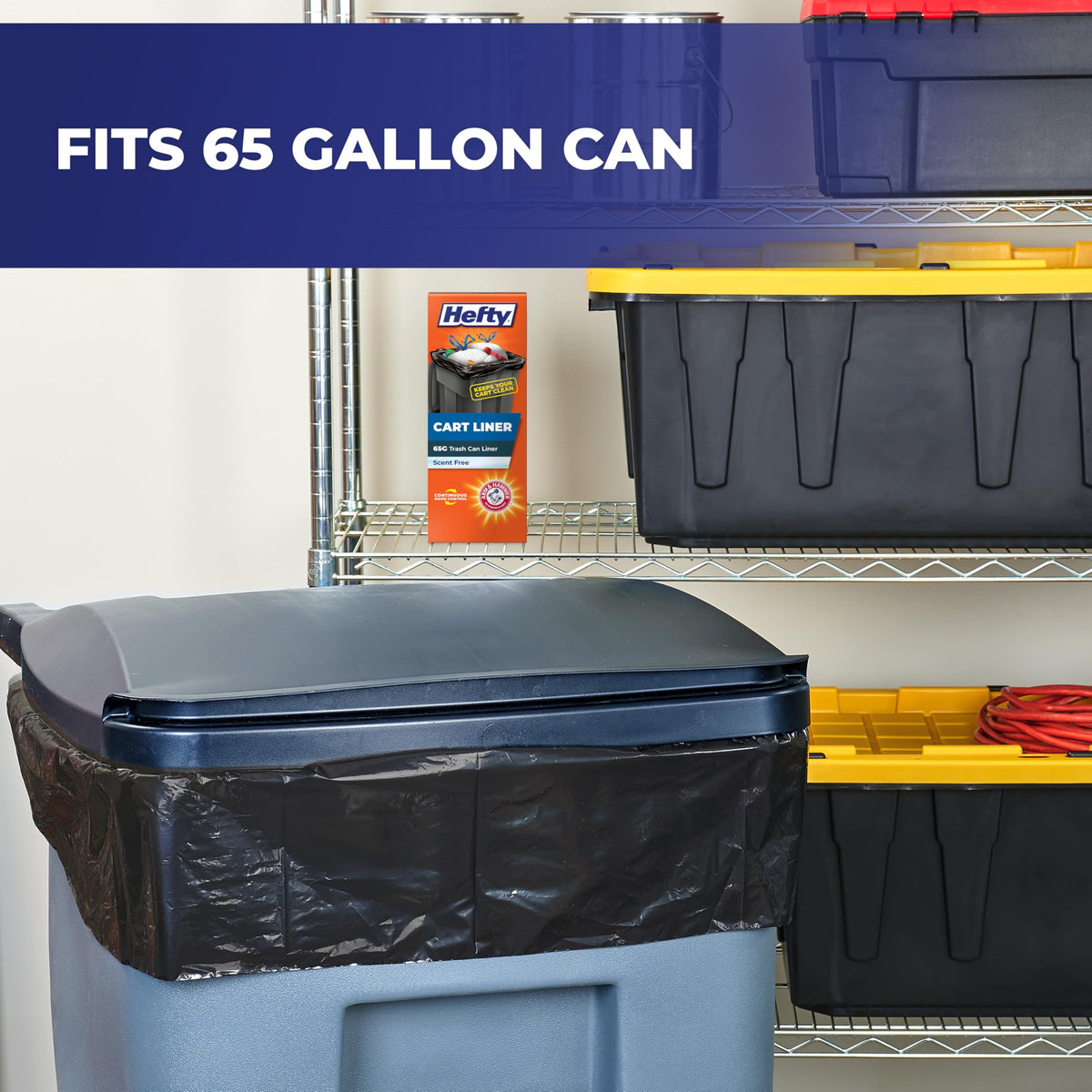 65 Gallon Black Unscented Trash Bags 10ct J4667