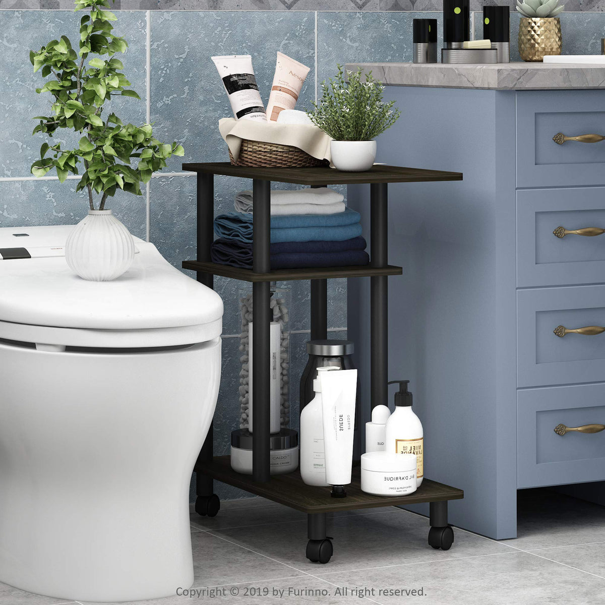C Shaped Side Table with Casters E862