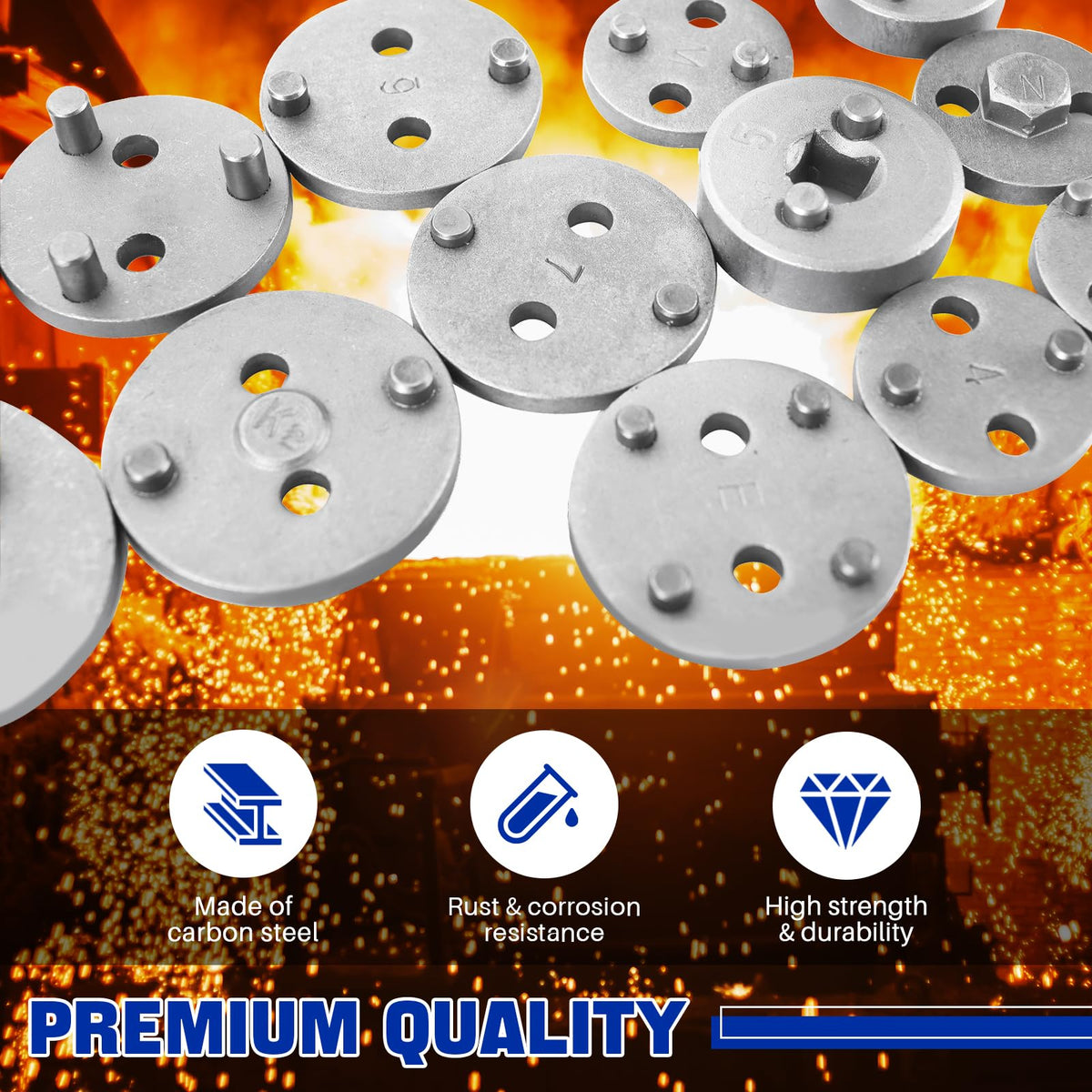 24pcs Heavy Duty Disc Brake Caliper Tool Set & 23PCS Aluminum Alloy Cup Type Oil Filter Cap Wrench Socket Removal Tool Set F513