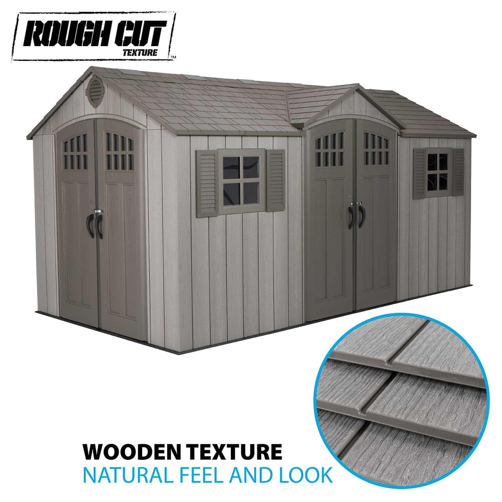 15 ft x 8 ft Gray Resin Outdoor Storage Shed J7921