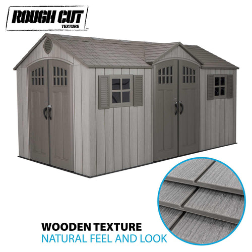 15 ft x 8 ft Gray Resin Outdoor Storage Shed J7921