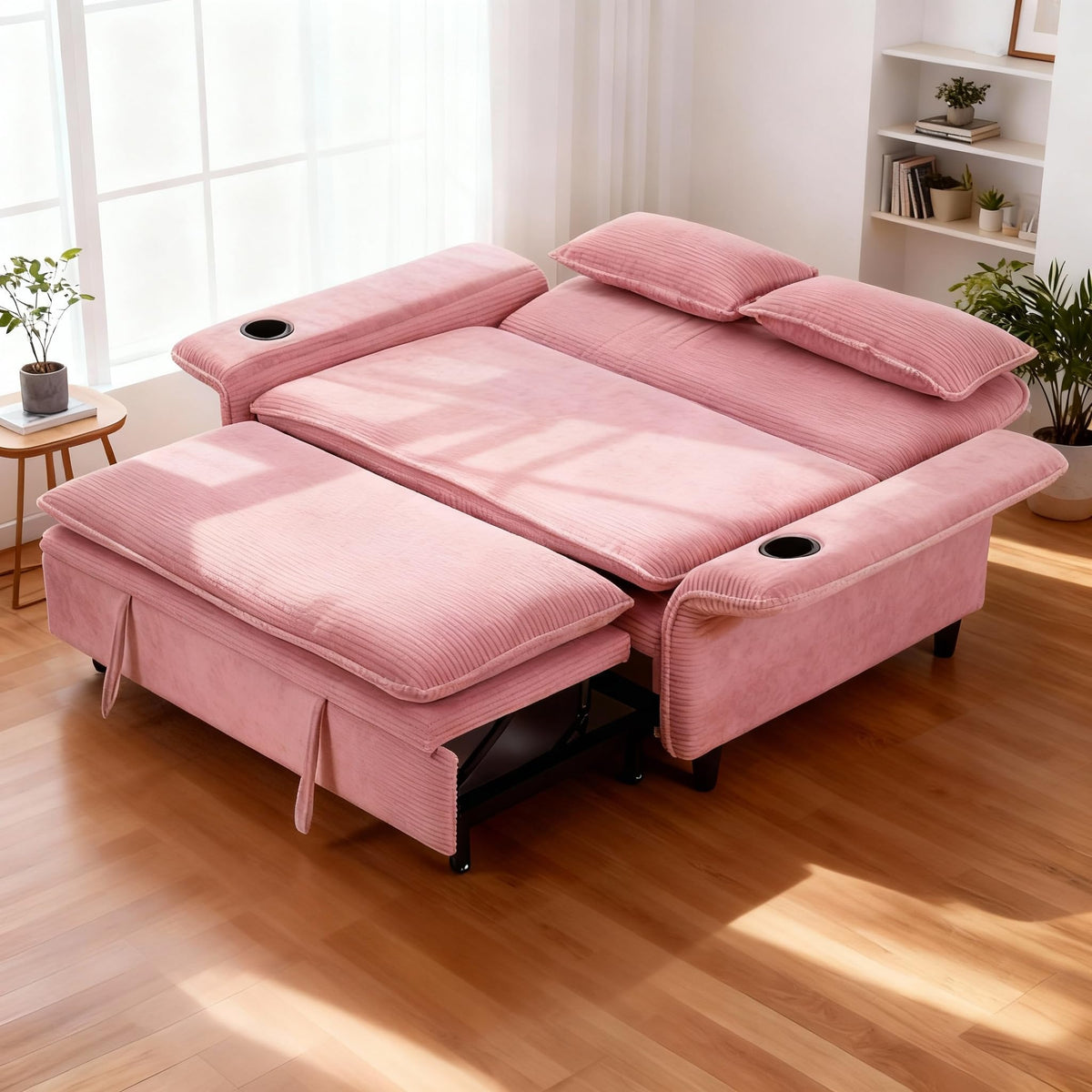Pink Convertible Sleeper Sofa Bed H8369