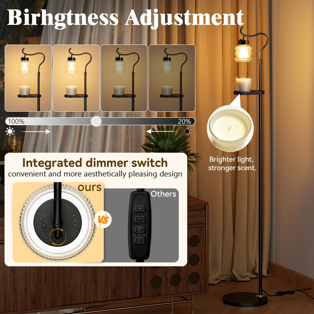 Dimmable Height Adjustable Candle Warmer Floor Lamp with Timer L111679