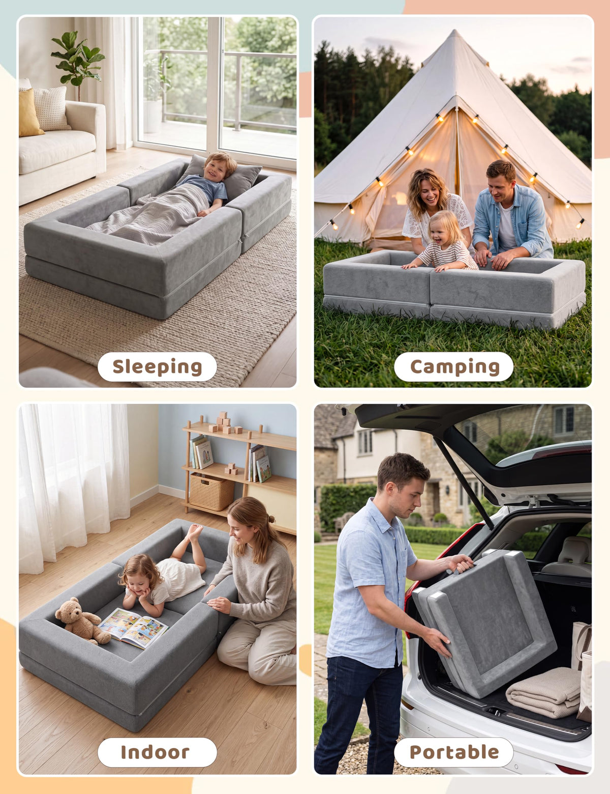 54" Portable Foldable Foam Toddler Bed R1779