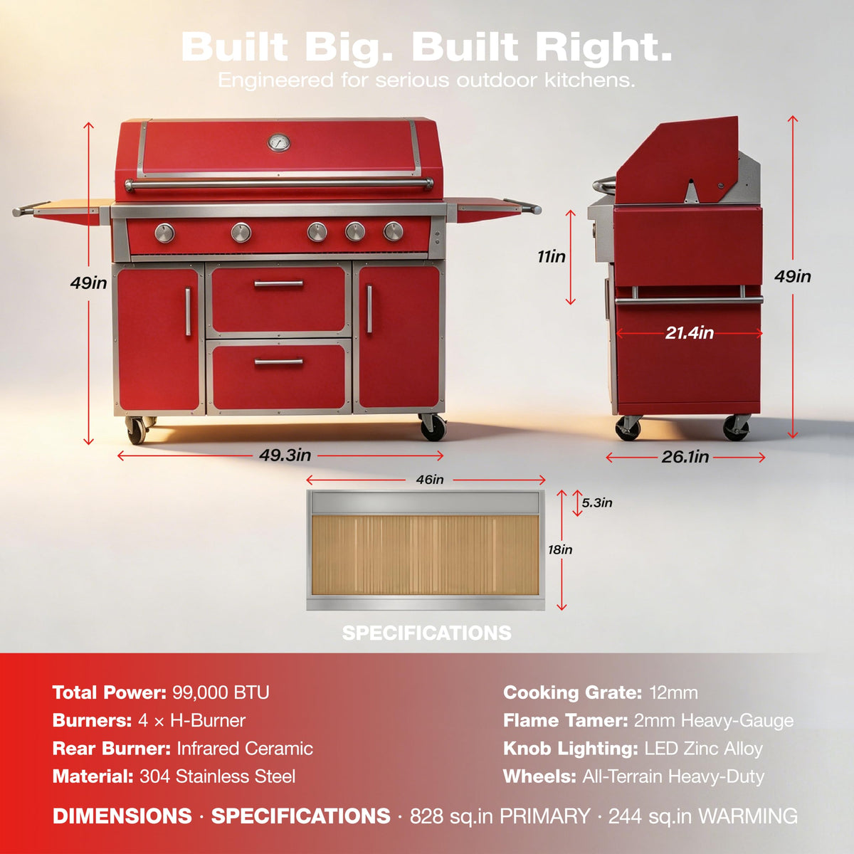 49" 99,000 BTU 4 Burner Stainless Steel Propane Grill M57362