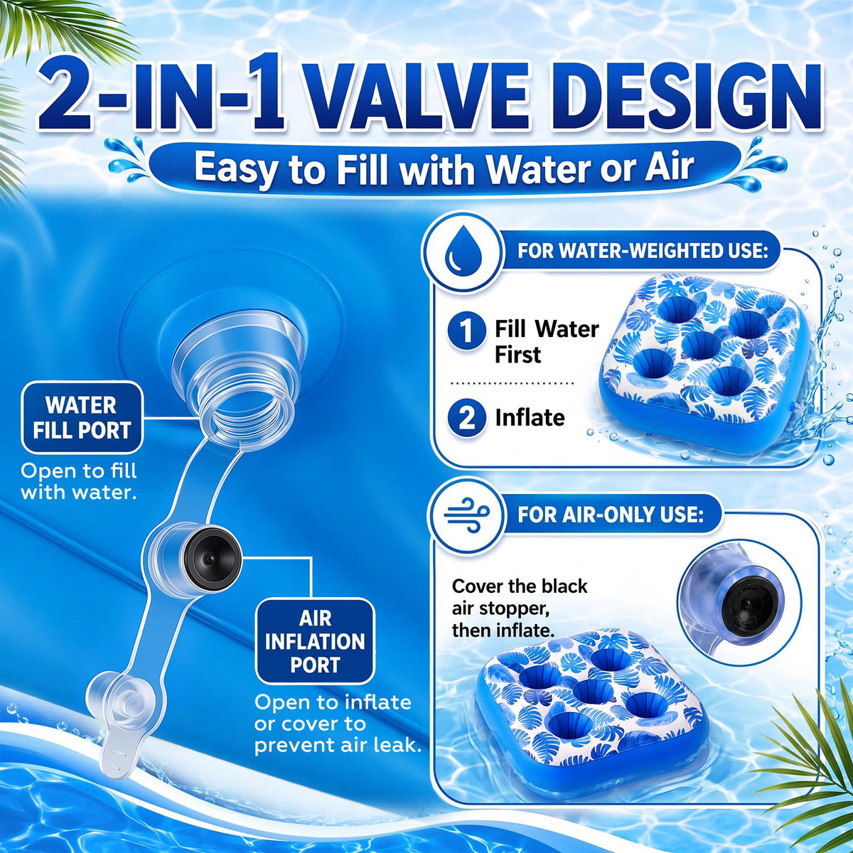 4 Inflatable Base Floats with Cup Holders N33471