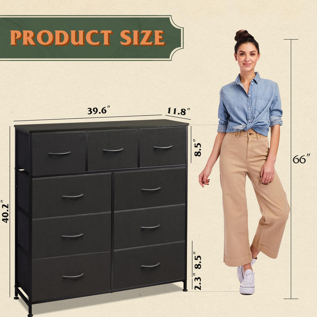 Charcoal Black 3 7 9 Drawer Dresser Set I9234