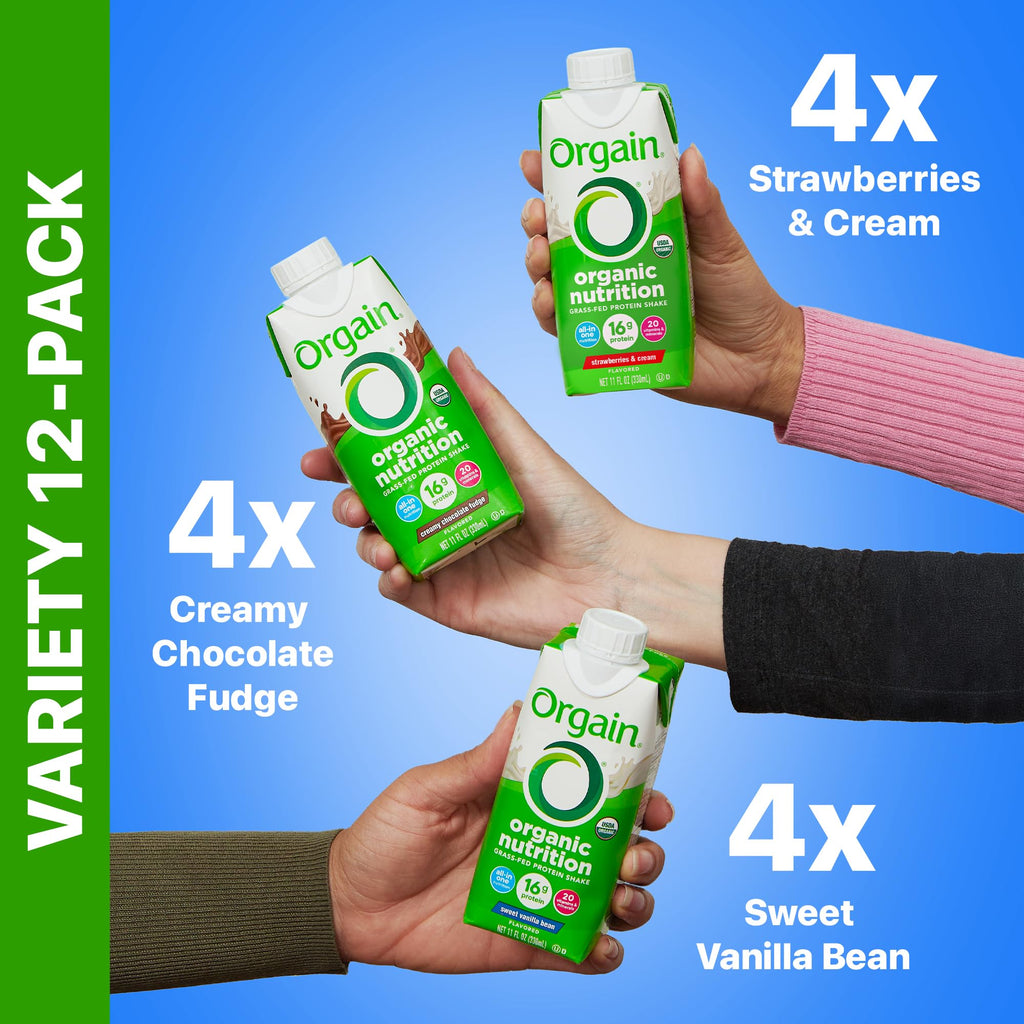 Organic Protein Shake, 16g Grass Fed Whey, 11 Fl Oz (12 Pack) M950165