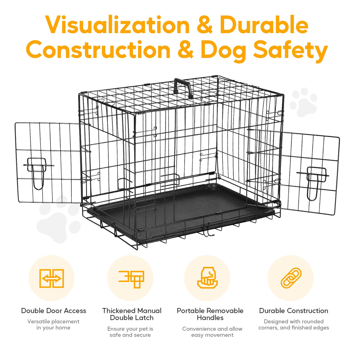48 Inch Double Door Folding Metal Dog Crate with Divider E274