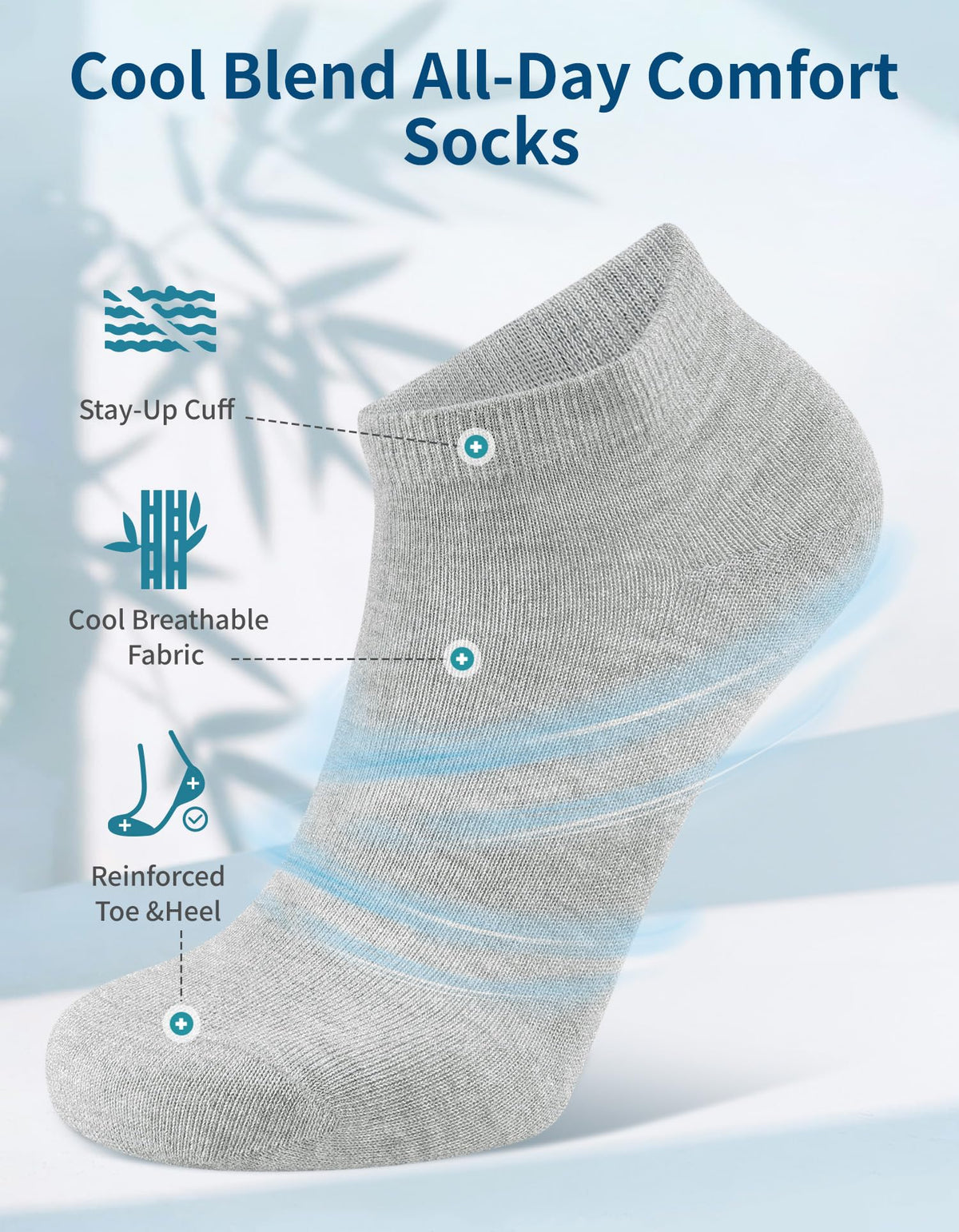 Bamboo Viscose Thin Ankle Socks 6 Pairs H397