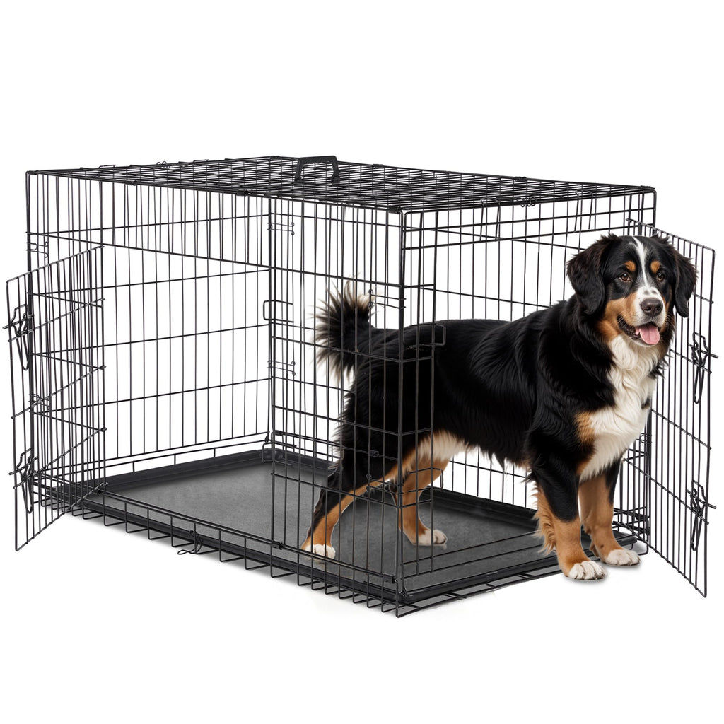 48 Inch Double Door Folding Metal Dog Crate with Divider E274