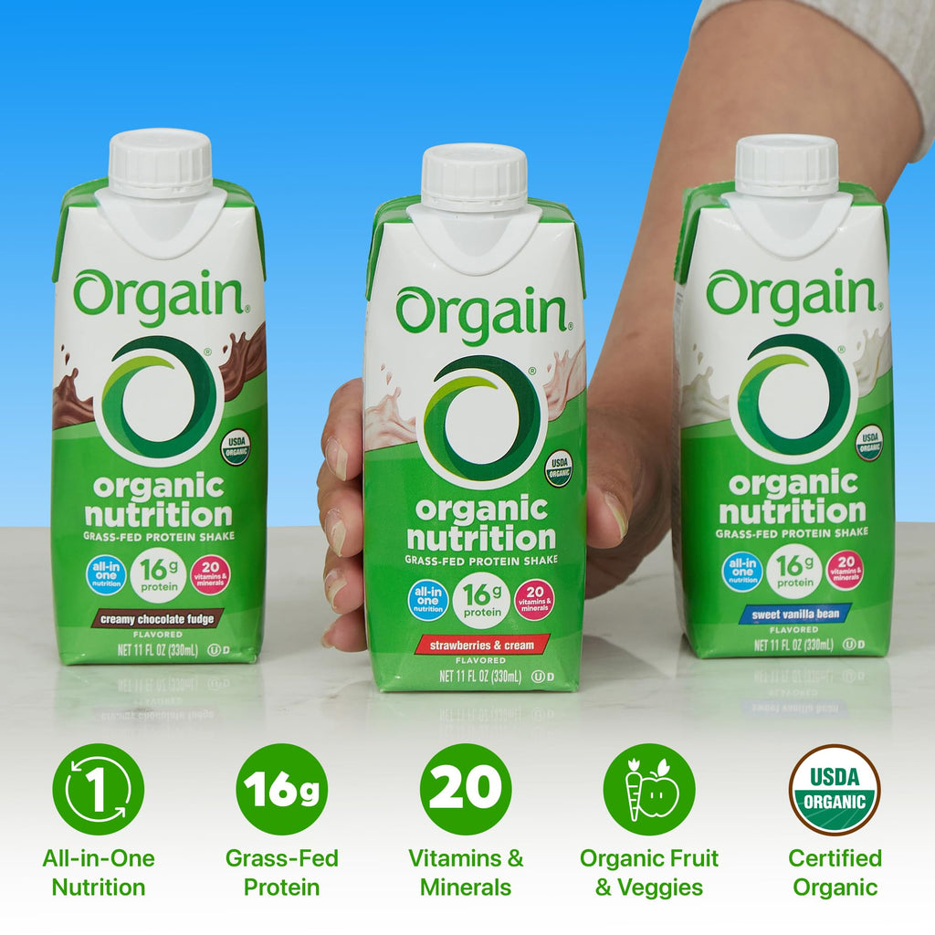 Organic Protein Shake, 16g Grass Fed Whey, 11 Fl Oz (12 Pack) M950165