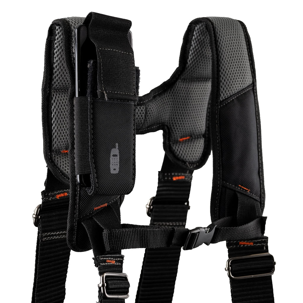 Black 1680 Denier Poly Carpenter’s Tool Belt with Suspenders R87657