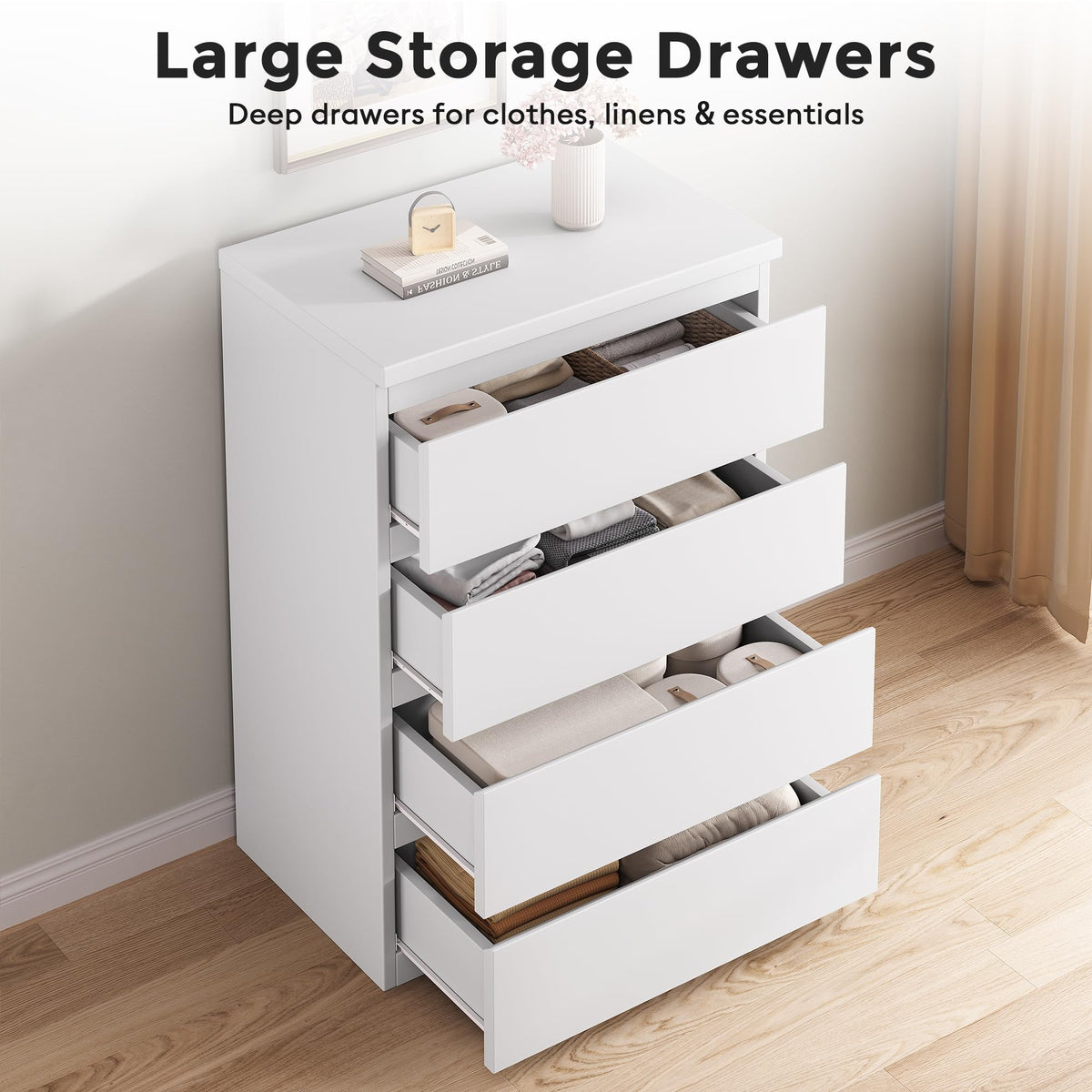 White 4 Drawer Wood Dresser X315468
