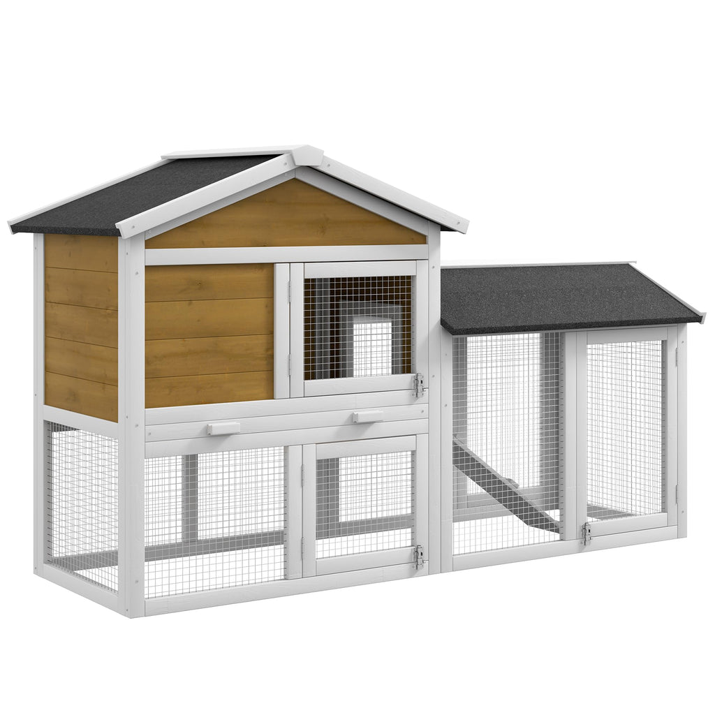 Outdoor Rabbit Hutch, 2-Tier with Ramp and Water-Resistant Roof J413526