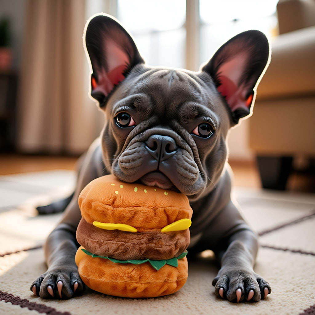 Hamburger Shape Dog Plush Squeaky Toy L2176