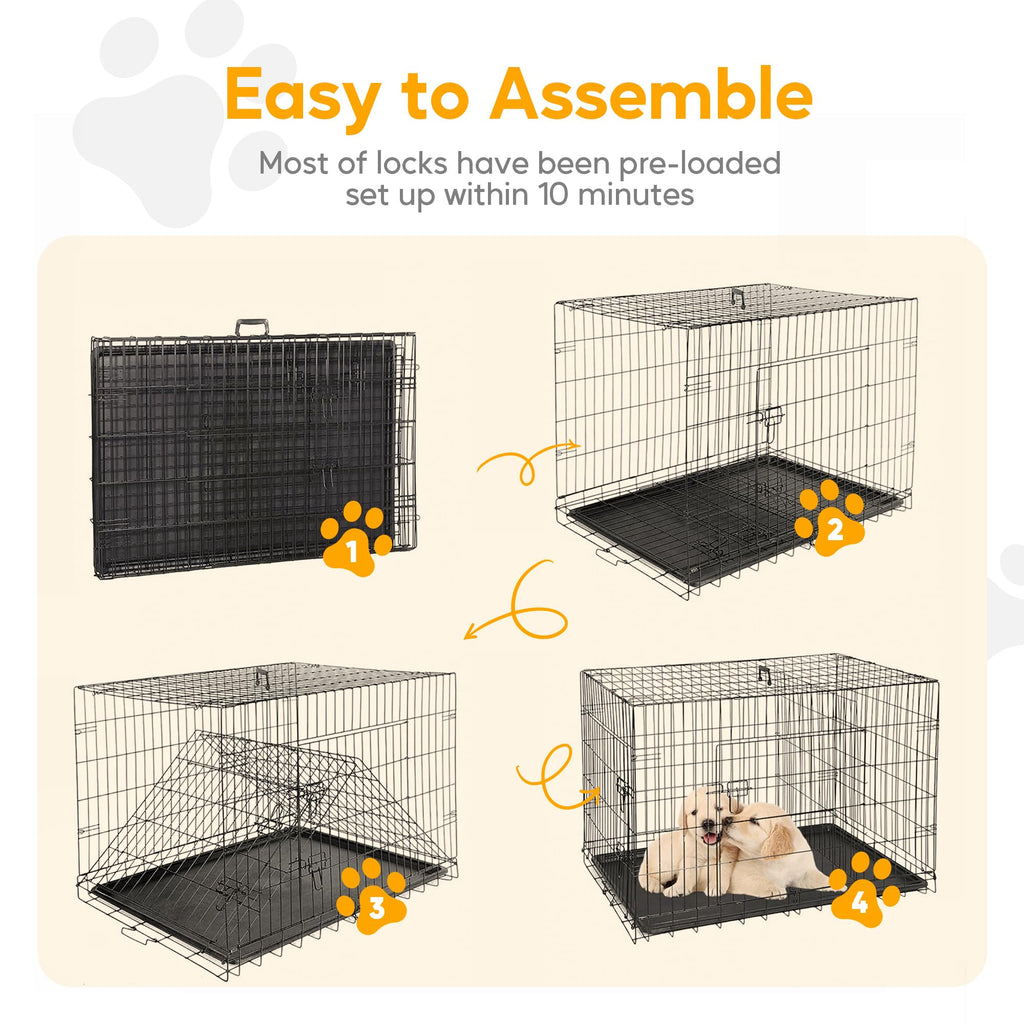 48 Inch Double Door Folding Metal Dog Crate with Divider E274