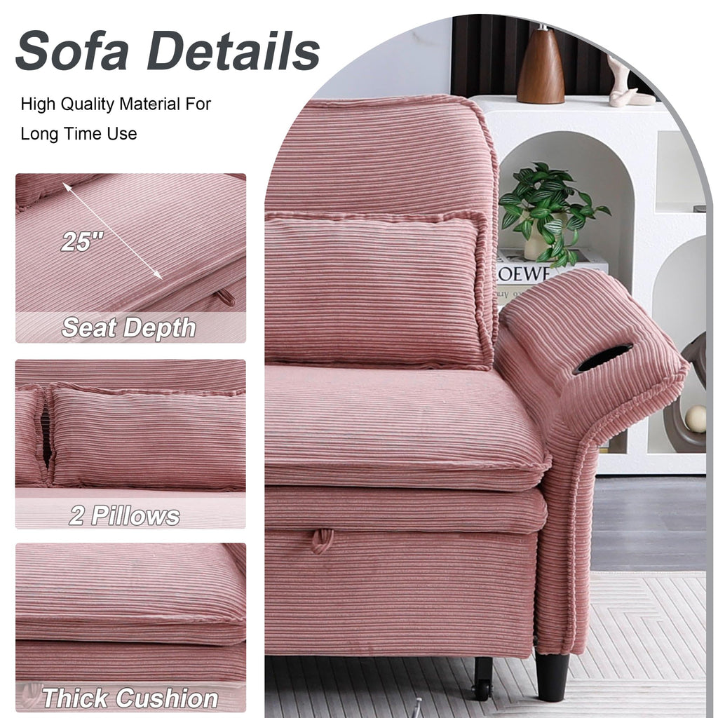 Pink Convertible Sleeper Sofa Bed H8369