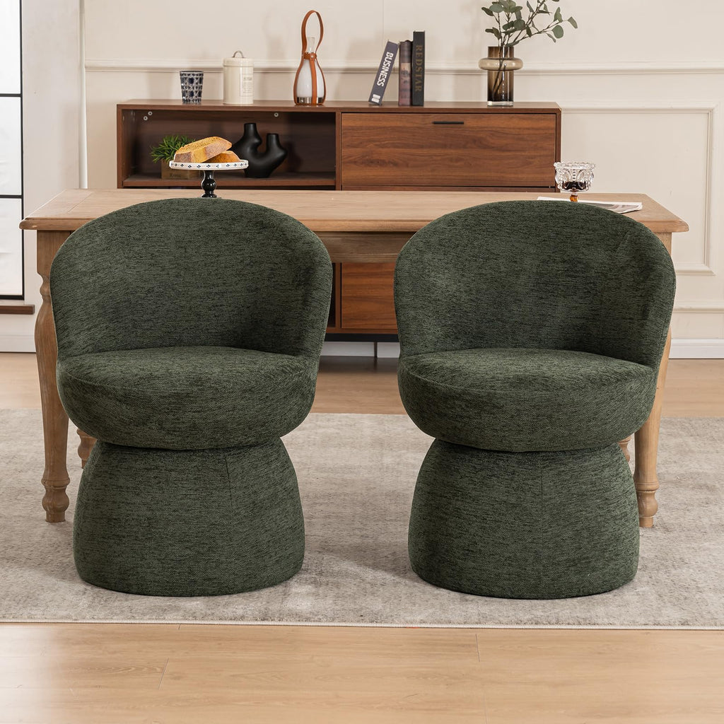 Green Boucle Fabric Swivel Accent Chair Set of 2 P4966