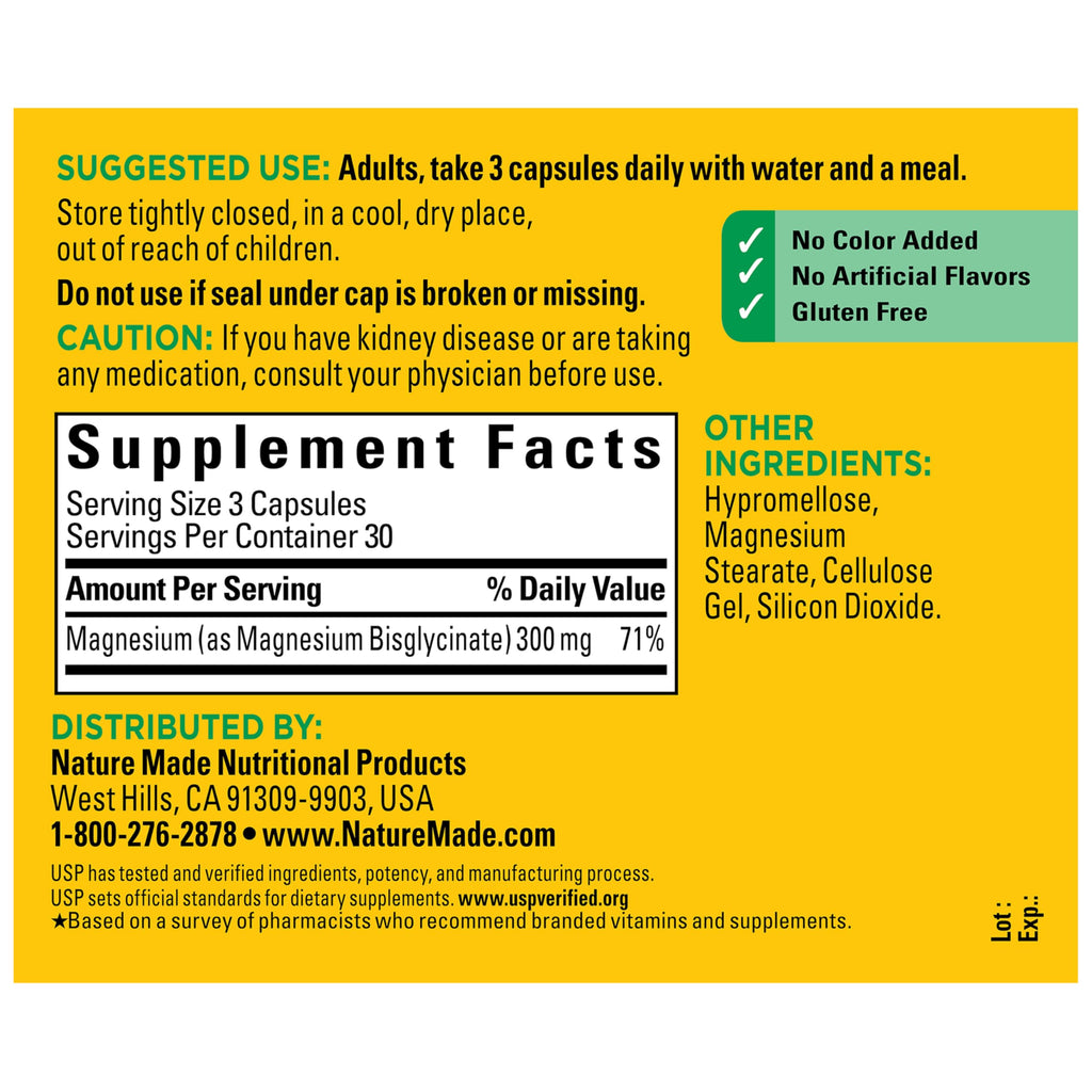 Magnesium Glycinate 300 mg 90 Capsules T31512