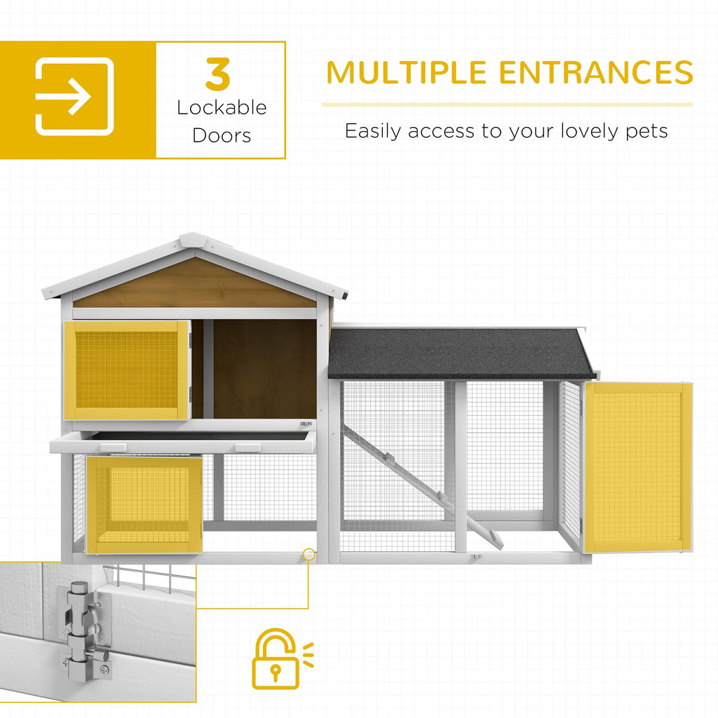 Outdoor Rabbit Hutch, 2-Tier with Ramp and Water-Resistant Roof J413526