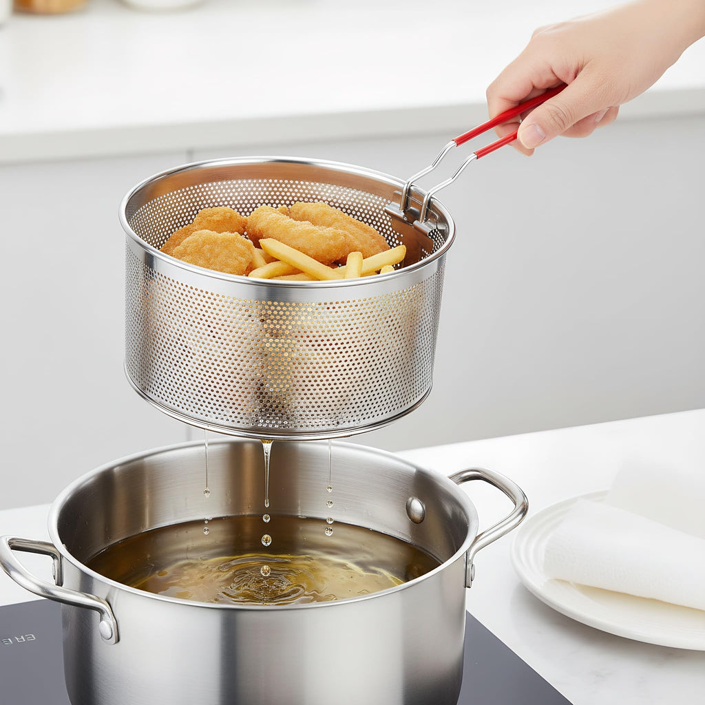 Set of 2 Stainless Steel Pasta Strainers with Removable Handle H43207