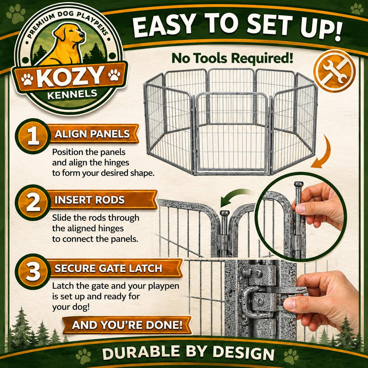 32'' 16 Panels Grey Metal Heavy Duty Dog Play Pen Y11187
