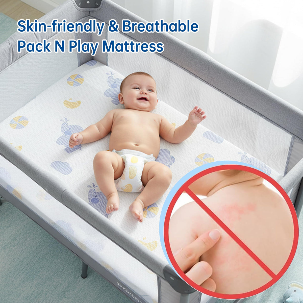 Pack and Play Mattress, 38"x26" Dual Sided Memory Foam F438848