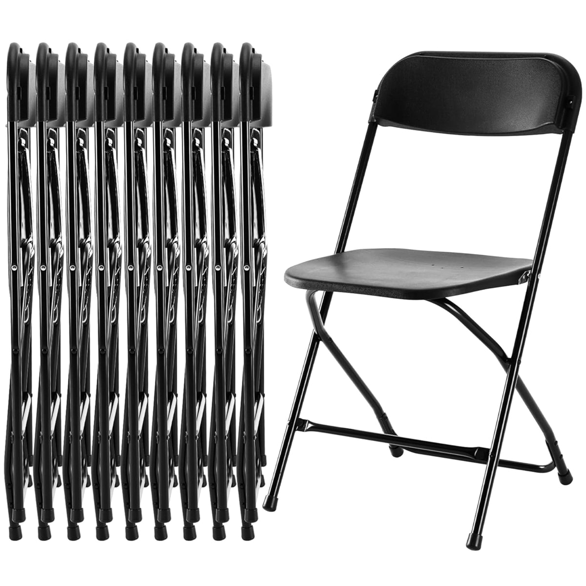 Black 10-Pack Folding Plastic Chair with Metal Frame K368