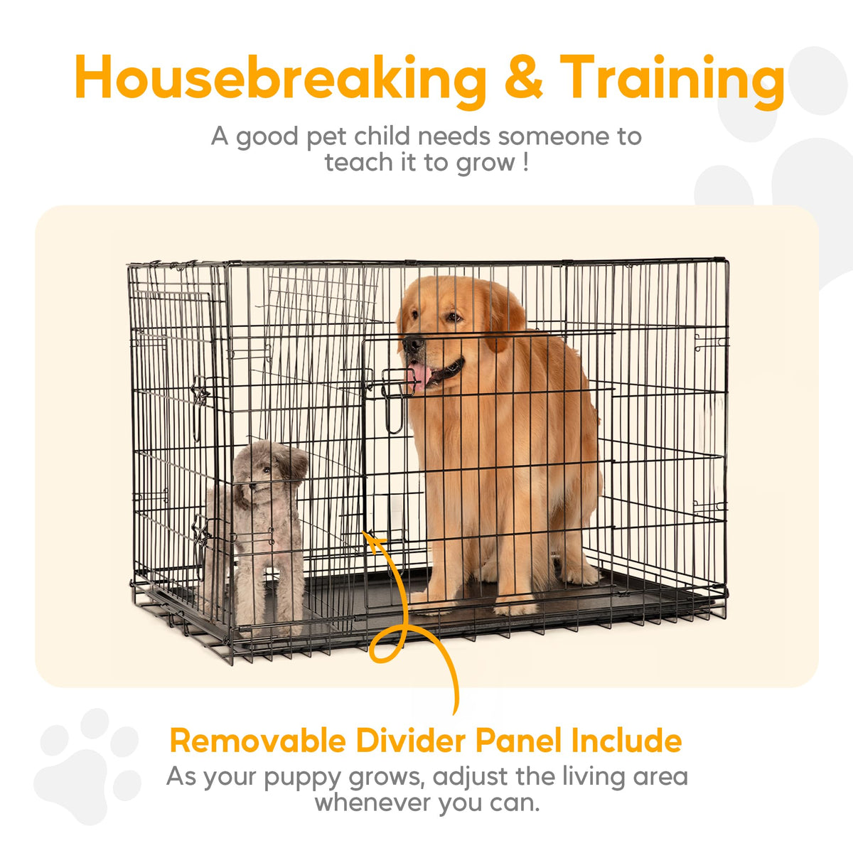 48 Inch Double Door Folding Metal Dog Crate with Divider E274
