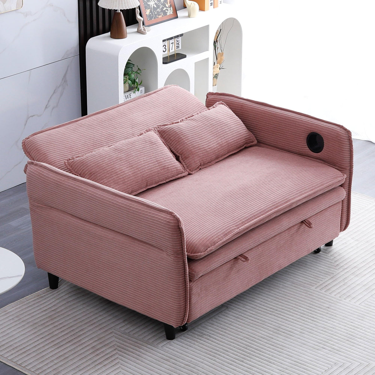Pink Convertible Sleeper Sofa Bed H8369