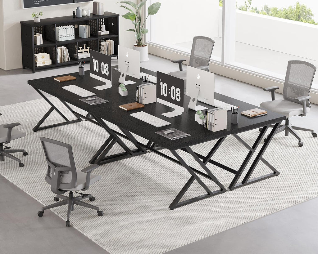 Black 47 Inch Metal and Wood Computer Desk U318