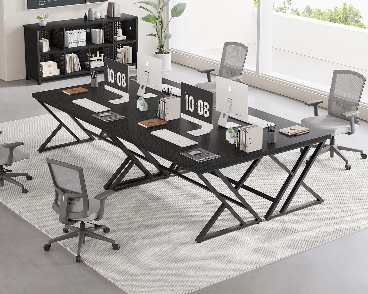 Black 47 Inch Metal and Wood Computer Desk U318
