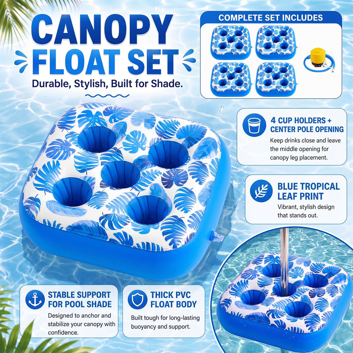 4 Inflatable Base Floats with Cup Holders N33471