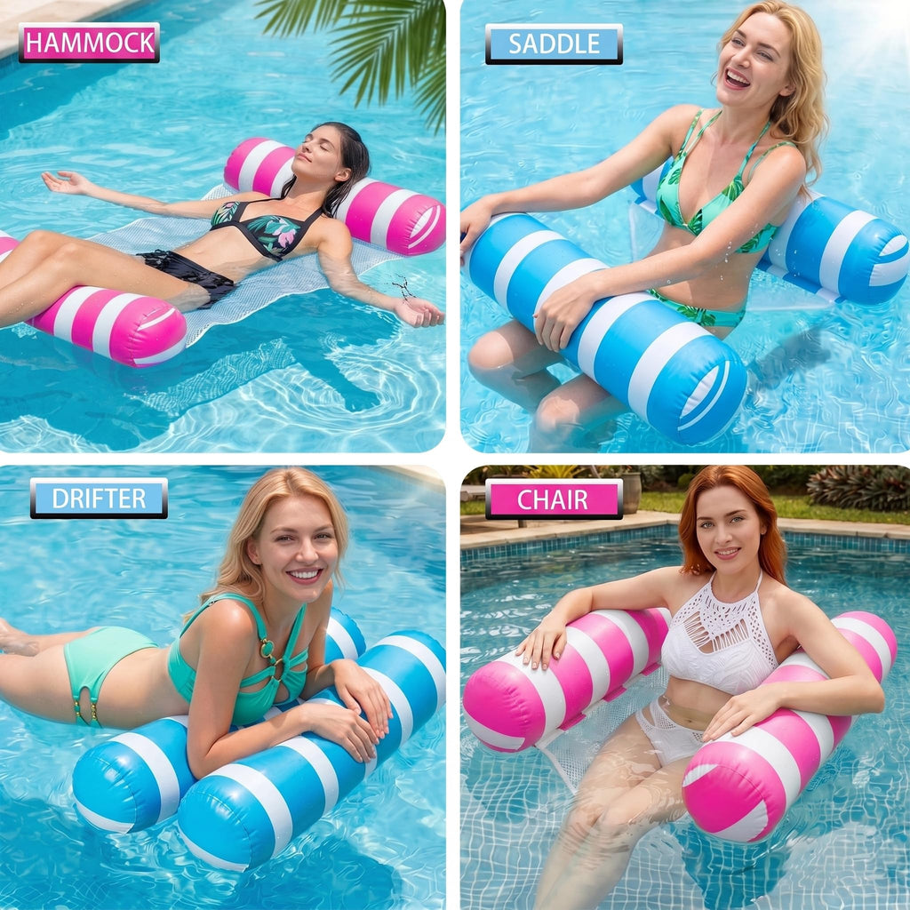 Inflatable Pool Floats Adult Size Water Hammock 4-in-1 Pool Lounge Chairs F767475