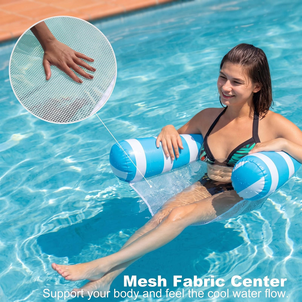 Inflatable Pool Floats Adult Size Water Hammock 4-in-1 Pool Lounge Chairs F767475
