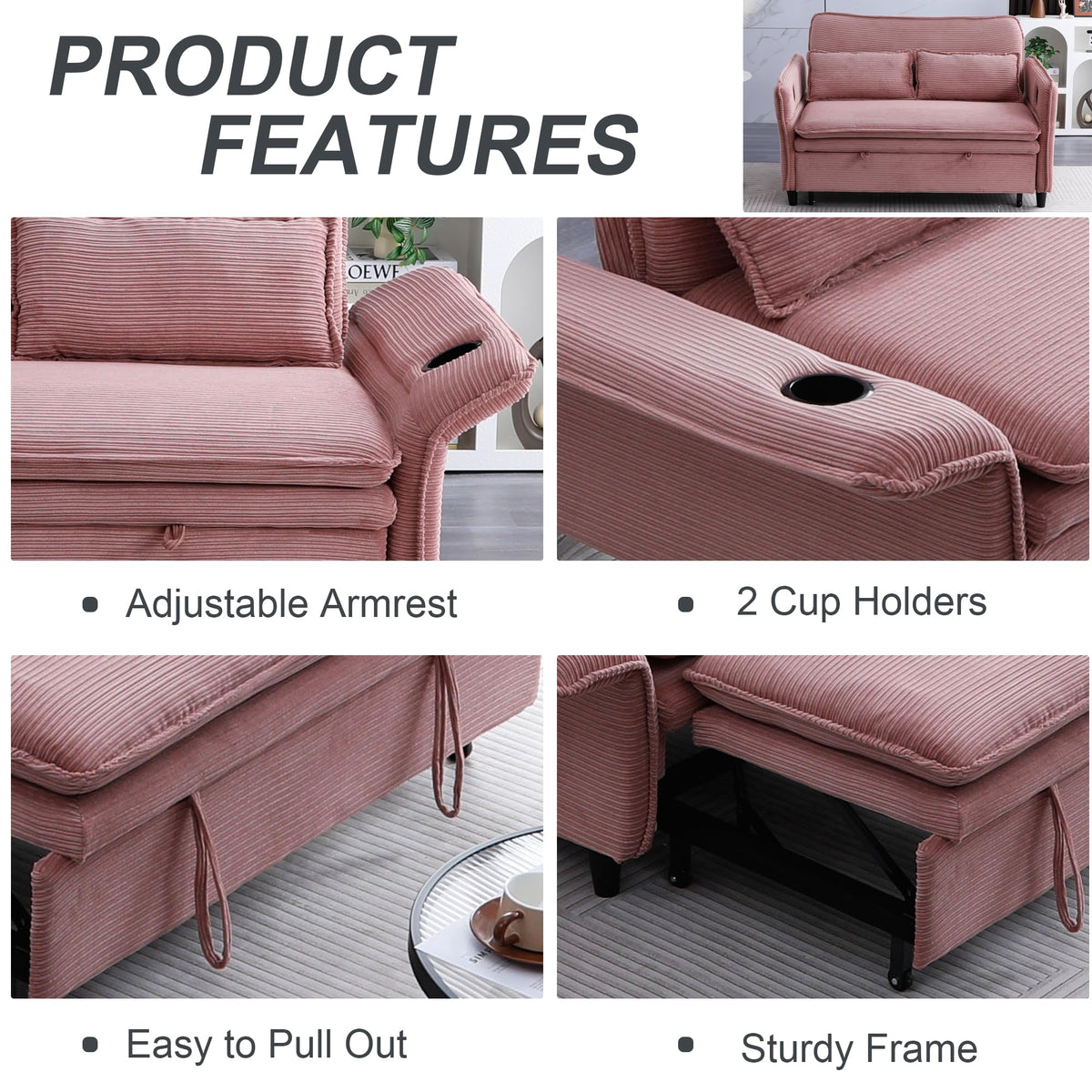 Pink Convertible Sleeper Sofa Bed H8369