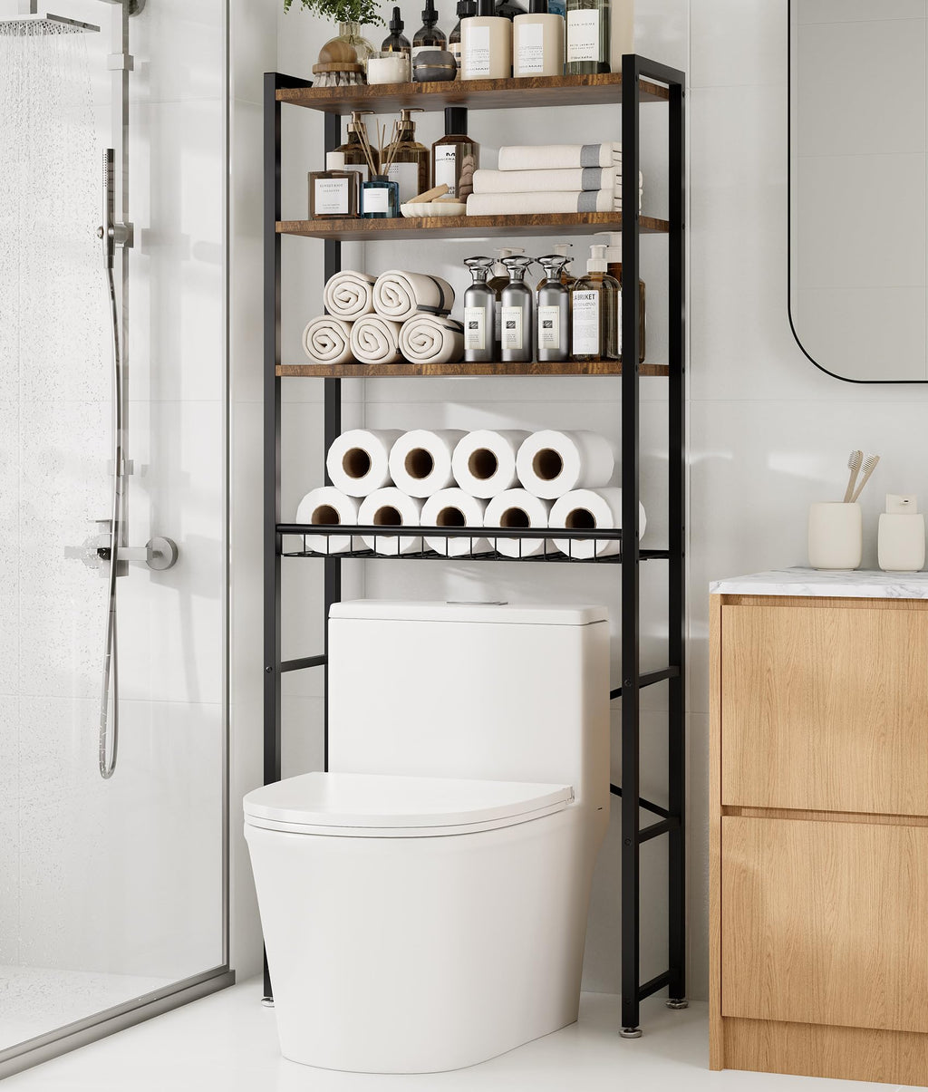 Brown 4-Tier Over-the-Toilet Storage Rack Z9159