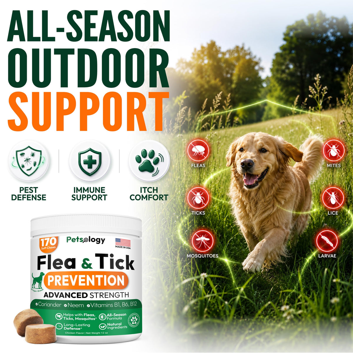 Flea and Tick Prevention for Dogs Soft Chewables Y476