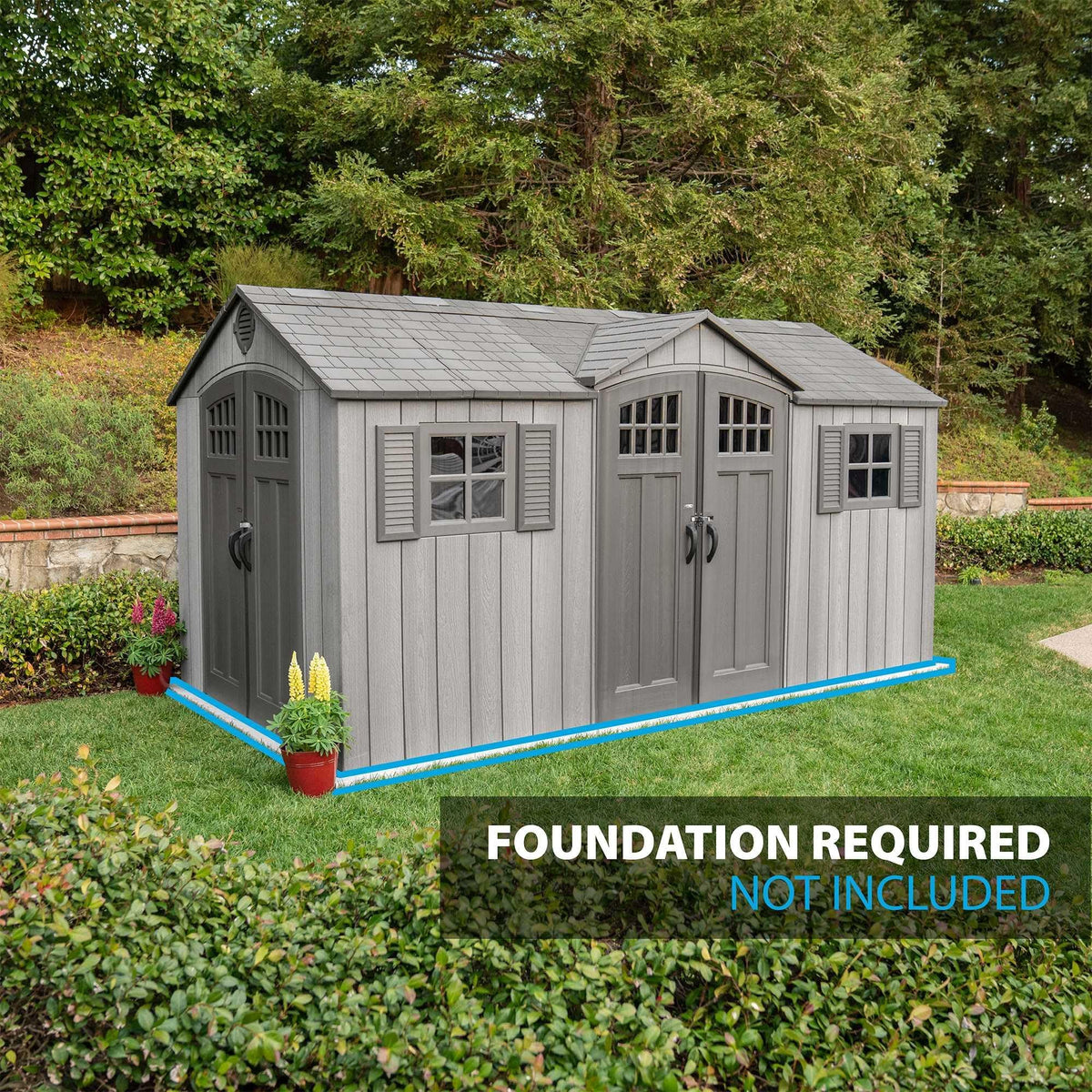 15 ft x 8 ft Gray Resin Outdoor Storage Shed J7921