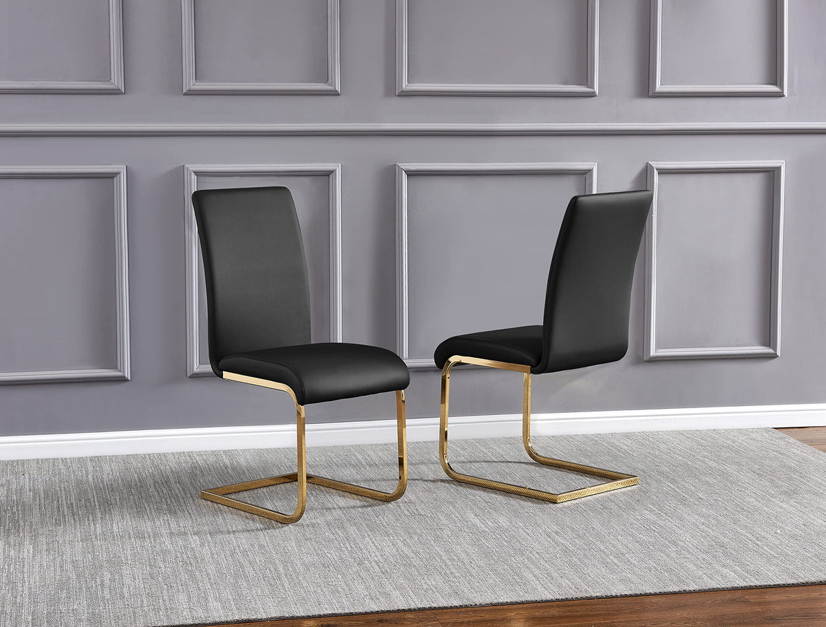 Black Faux Leather Dining Chairs Set of 2 N3681
