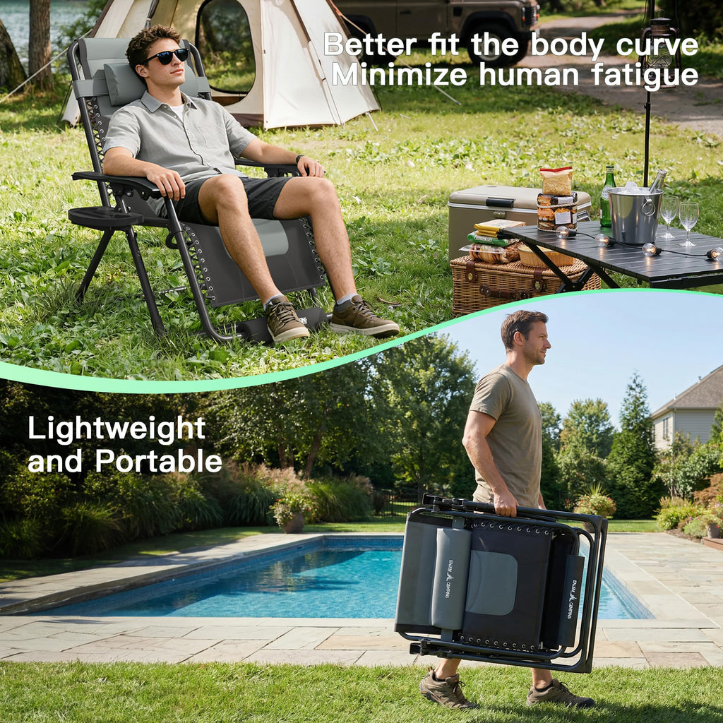 Oversized Padded Zero Gravity Reclining Patio Lounge Chair J760
